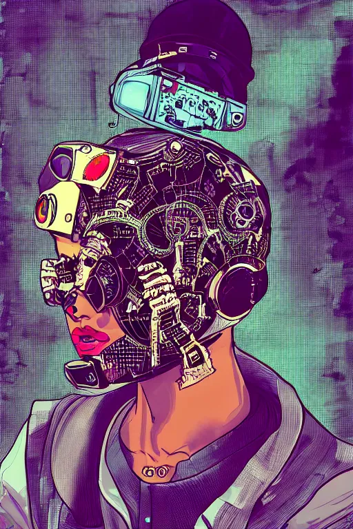 Image similar to cypherpunk fashion illustration, television head, city background, full body, abstract portrait, ultra detailed, fine detail