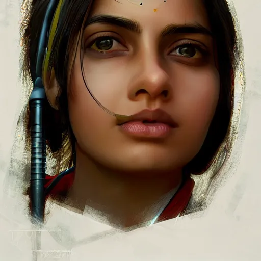 Image similar to Anxious beautiful young female Indian Doctor catching a flight, by Cedric Peyravernay, highly detailed, excellent composition, cinematic concept art, dramatic lighting, trending on ArtStation