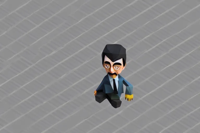 Prompt: mr bean, isometric, low poly