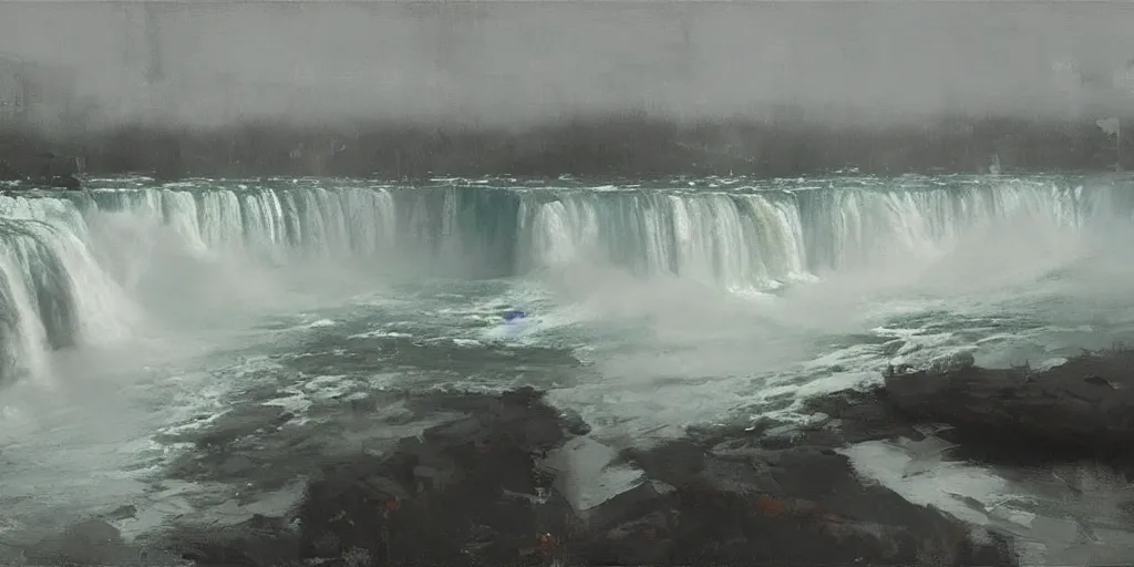 Prompt: niagara falls by jeremy mann, alla prima