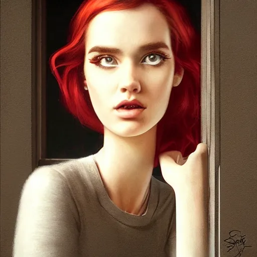 Image similar to Lofi portrait at a window, Pixar style by Stanley Artgerm and Tom Bagshaw and Tristan Eaton and Tim Burton