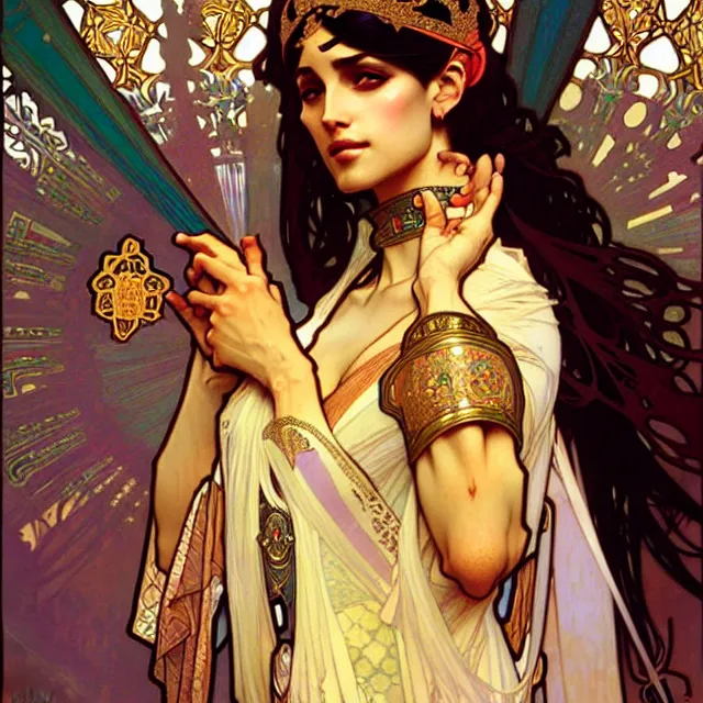 Prompt: a persian princess, art by alphonse mucha and greg rutkowski, elegant, extremely detailed