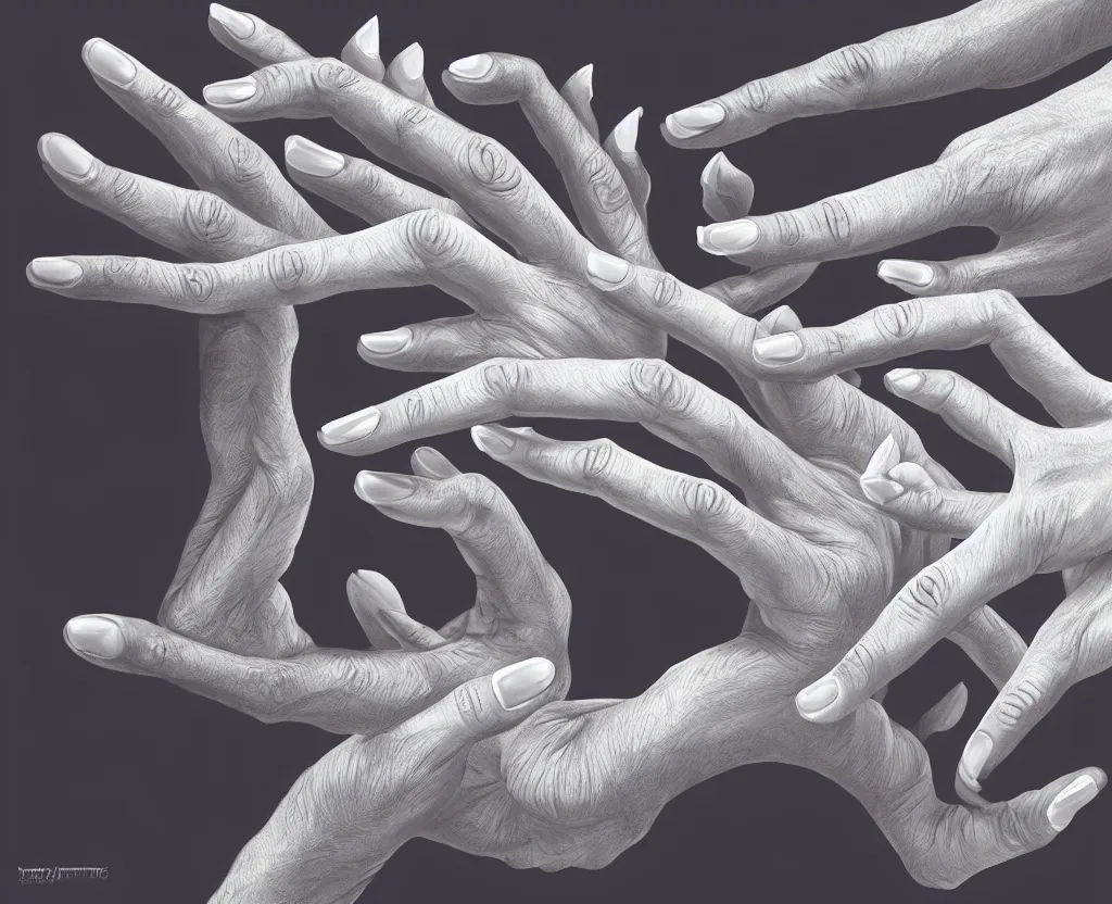 recursive branching hand fingers fractal, hands, | Stable Diffusion ...