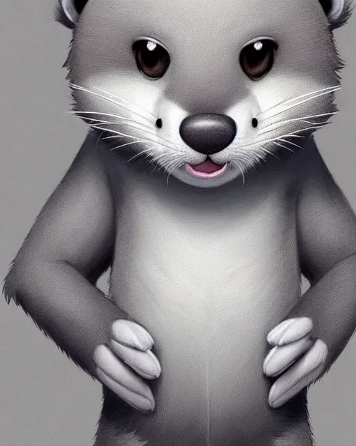 Image similar to character concept art of a cute male anthropomorphic gray otter furry | | cute - fine - face, pretty face, key visual, realistic shaded perfect face, fine details by stanley artgerm lau, wlop, rossdraws, james jean, andrei riabovitchev, marc simonetti, and sakimichan, trending on artstation