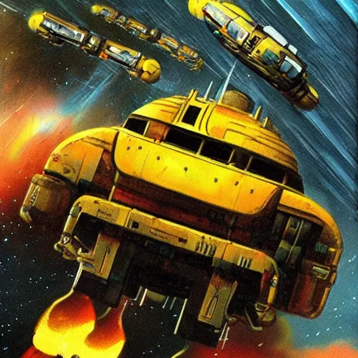 Image similar to a painting in the style of chris foss.