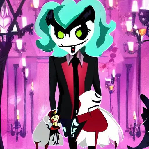 Prompt: a screenshot of Gerard Way in Hazbin Hotel (2019)