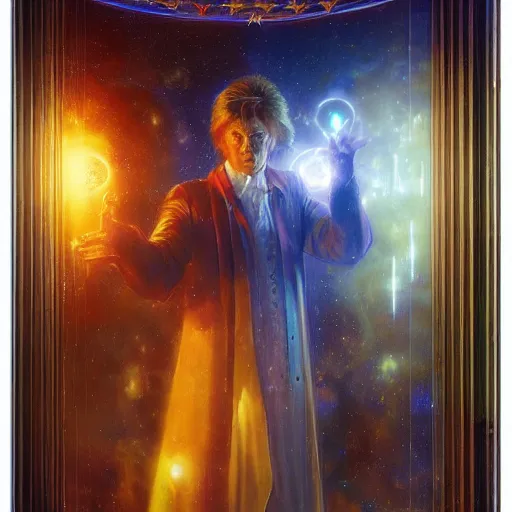 Prompt: david bowie as doctor who, radiant light, caustics, heroic, bright iridescent light, by gaston bussiere, bayard wu, greg rutkowski, maxim verehin stained glass