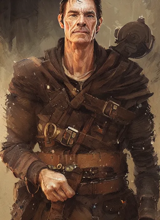 Image similar to a portrait of sam vimes, beautiful painting with highly detailed face by greg rutkowski and magali villanueve