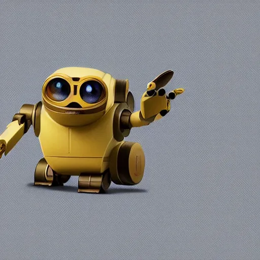 Image similar to two small chubby bots, colourful, smooth panelling, intricate detail, pushing a battery, style of cute pokemon, with damaged rusty arms, antenna, jerboas, floating, white studio, oil, mechanical, cute toy, wall - e, ambient light, in the style of pixar animation, pokedstudios, hyperdetailed, blender, octane render, 8 k,