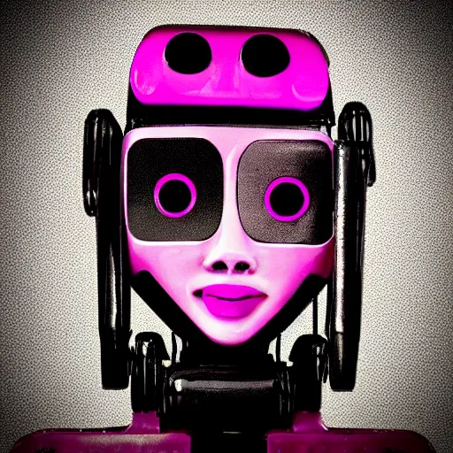 Image similar to beautiful robot humanoid, black and pink tones