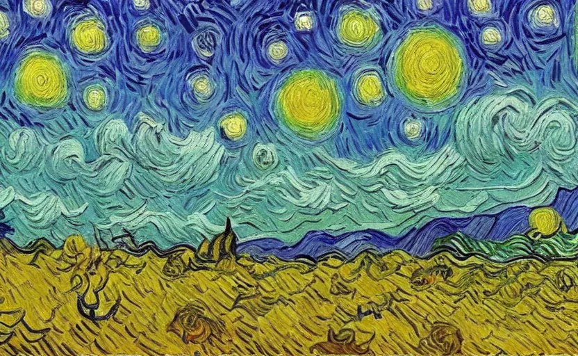 Image similar to a beautiful landscape in the style of vincent van gogh, ultra realistic, beautiful