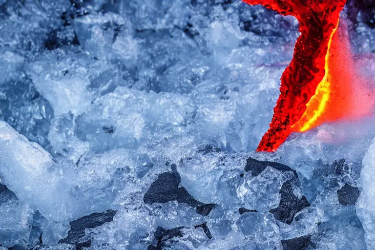 Image similar to lava being poured on ice