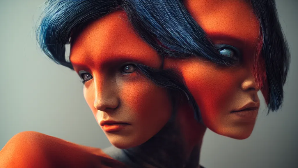 Image similar to inhuman by Artgerm, complementary colors, f16, Kodachrome, filmic, global illumination