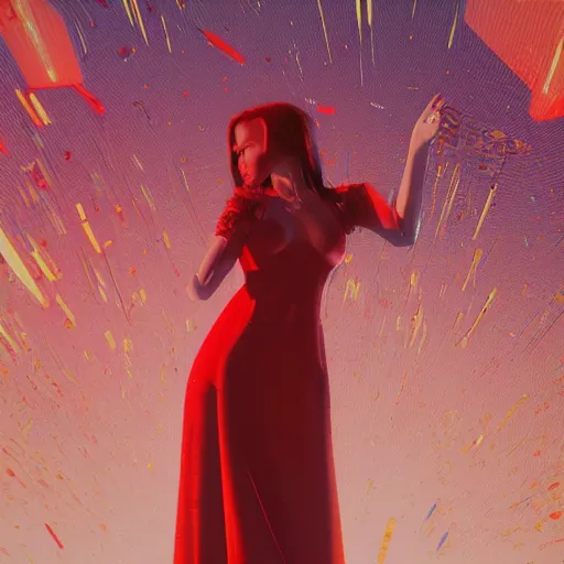 Prompt: portrait of Natalia Oreiro in red dress. artwork by Tooth Wu and wlop and beeple and dan mumford and greg rutkowski and nekroxiii. octane render, cinematic, hyper realism, octane render, 8k, depth of field, bokeh. iridescent accents. vibrant.