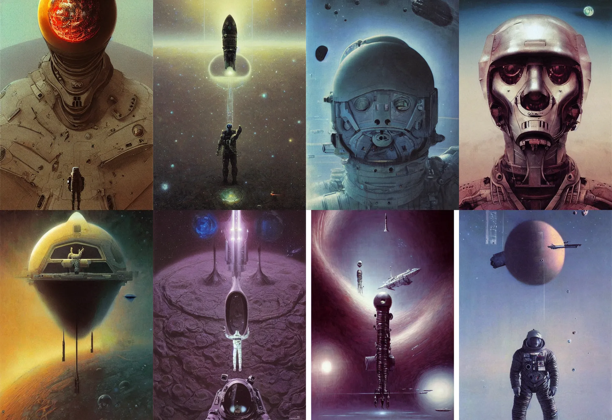 Prompt: portrat soviet cosmonavt, space travel, art by beksinski and stephan martiniere, japan poster, fatal, singularity