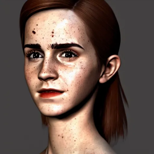 Image similar to textured film grain freckled face scratches and smudges hairy emma watson as a pixar character cgsociety octane render unreal engine redshift render trending on artstation trending on artstation render blender behance cg superhero