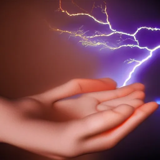 Prompt: photography of a hyper realistic lightning storm in a beautiful girl's hand. higly detailed, super power, stuning, intricate, complex, unreal engine 5.
