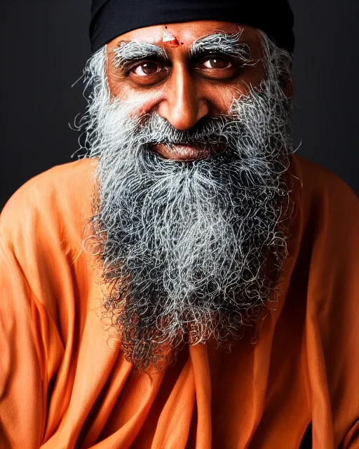 Prompt: A portrait of Jaggi Vasudev, highly detailed, trending on artstation, bokeh, 90mm, f/1.4