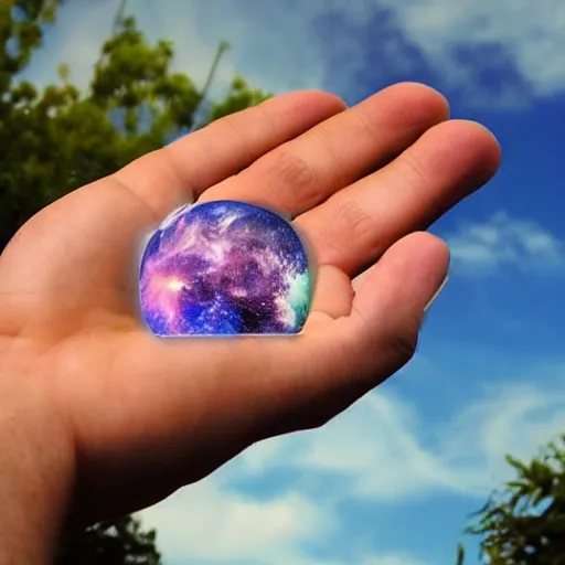 Prompt: the universe in the palm of your hands