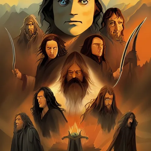 Image similar to face icon stylized minimalist the lord of the rings : the fellowship of the ring 2 0 0 1, loftis, cory behance hd by jesper ejsing, by rhads, makoto shinkai and lois van baarle, ilya kuvshinov, rossdraws global illumination