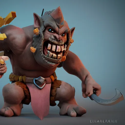 Image similar to barbarian goblin hybrid clash of clans, clash royale, concept art, octane render, unreal engine 5, highly detailed, high quality, 8 k, soft lighting, realistic face, path traced