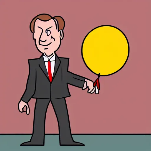 Image similar to saul goodman throwing dart at red ballon, cartoon drawing