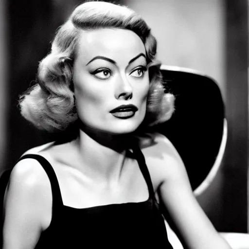 Prompt: Olivia Wilde, blonde, in Witness for the Prosecution (1957).