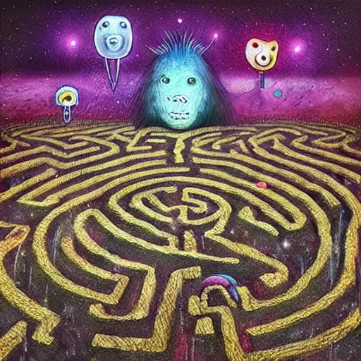 Image similar to a hyper realistic painting of an alien labyrinth, by alexander jansson, highly detailed, vivid color,