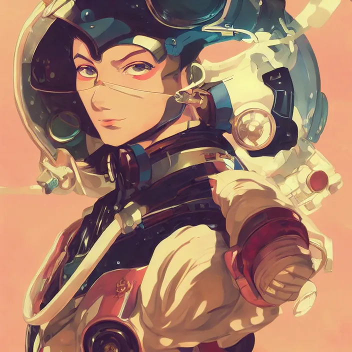 Prompt: anime portrait space pirate captain, futuristic science fiction, mucha, hard shadows and strong rim light, art by jc leyendecker and atey ghailan and sachin teng