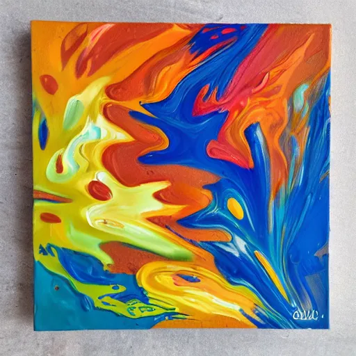 Prompt: dutch pour acrylic paint pouring pattern