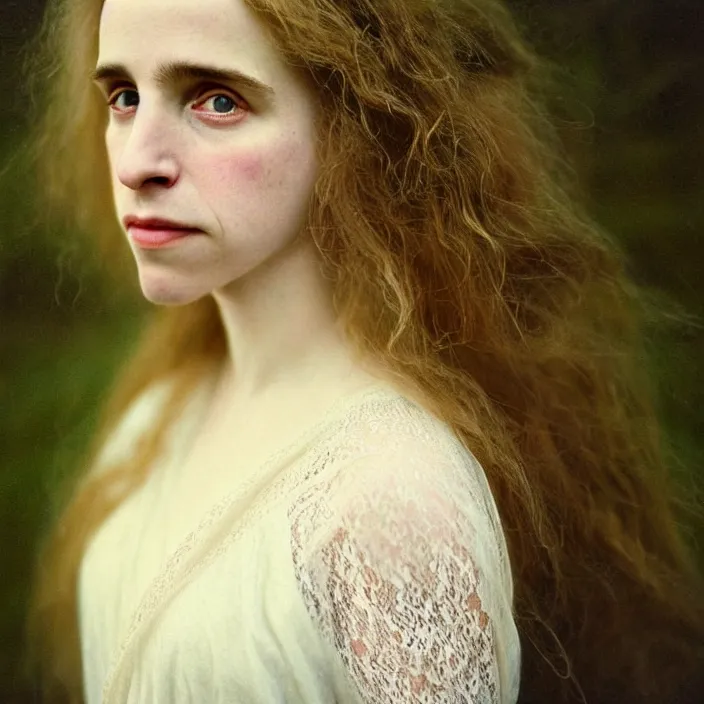 Image similar to Kodak Portra 400, 8K, warm and soft lighting, volumetric lighting, highly detailed, brit marling style 3/4 ,portrait photo of a beautiful woman how pre-Raphaelites painter, inspired by Julie Dillon , a beautiful lace dress and hair are intricate with highly detailed realistic beautiful flowers , Realistic, Refined, Highly Detailed, natural outdoor soft pastel lighting colors scheme,faded colors, outdoor fine art photography, Hyper realistic, photo realistic