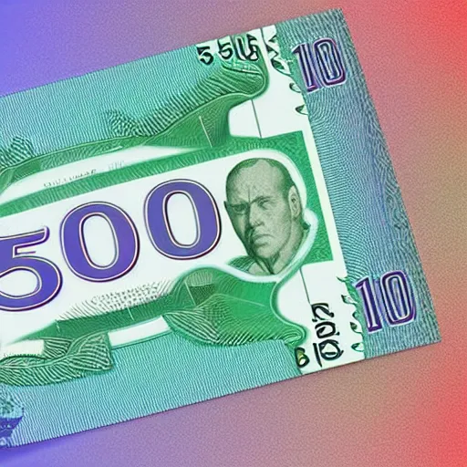 Prompt: concept design 5 0 € note for the year 2 0 3 3