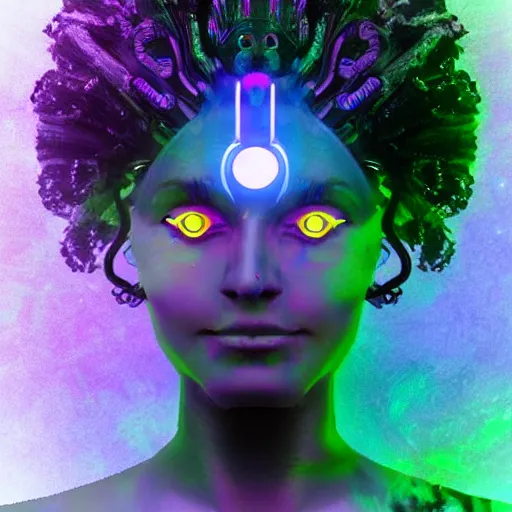 Image similar to a techno - spirit futurist cyborg hindu deva, future perfect, award winning digital art