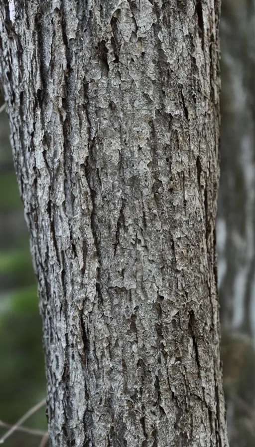 Image similar to rough tree interpolating from opaque bark to perfectly clear aerogel, precisely-cut aerogel transition, depth of field, bokeh, luminance through aerogel strata