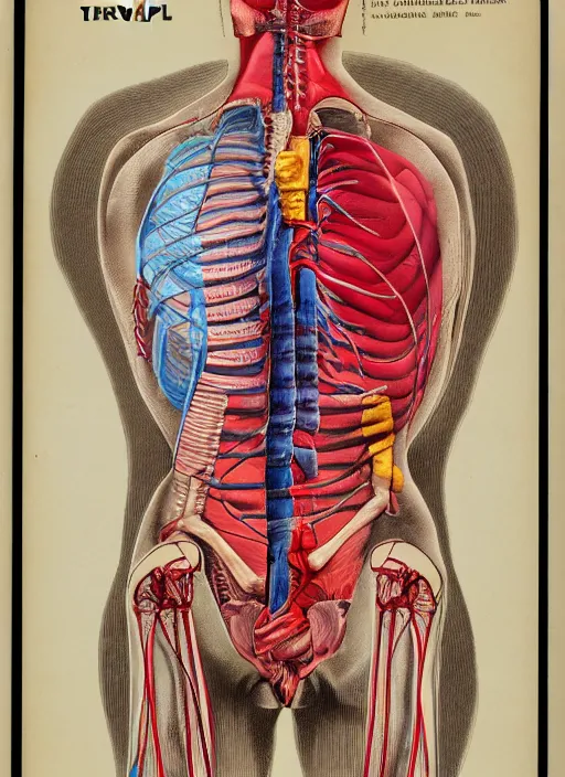 Prompt: vintage medical anatomical illustration of donald trump ( 1 9 8 4 ), highly detailed, labels, intricate writing