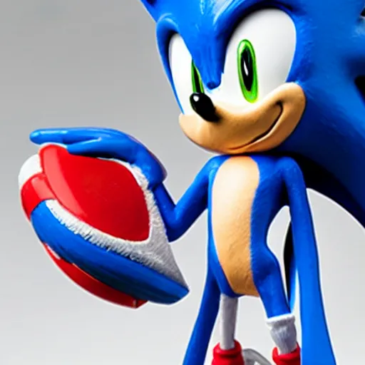 Prompt: Extremely detailed figurine of Sonic the Hedgehog, studio lightning, product photo. The stand is also extremely detailed.