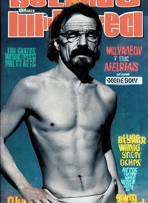 Image similar to Walter White on the cover of Swimsuit Illustrated (1978)