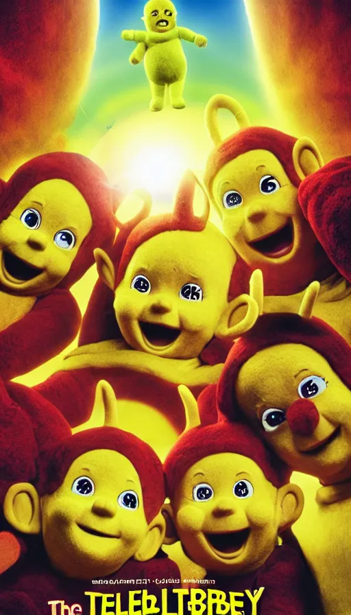 Image similar to movie poster for a movie about teletubbies in hell