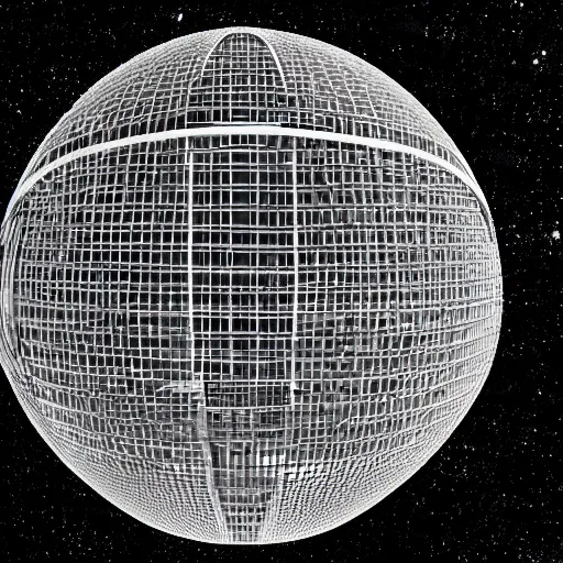Image similar to architectual sketch of a dyson sphere, high quality, realistic