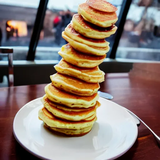 Image similar to tower of pancakes with ice-cream, Michelin star, award winning