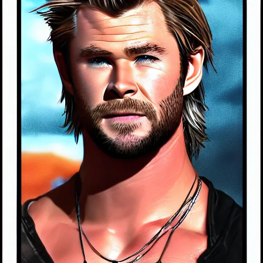Image similar to Chris Hemsworth in an anime portrait style, intricate, detailed, photorealistic, trending on artstation, studio lighting, 4k, 8k
