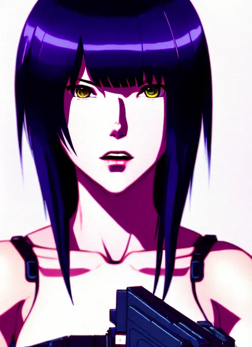 Prompt: a film still portrait of a motoko kusanagi ghost in the shell, finely detailed features, closeup at the faces, perfect art, at a cyberpunk city, gapmoe yandere grimdark, trending on pixiv fanbox, by ilya kuvshinov, rossdraws, artgerm