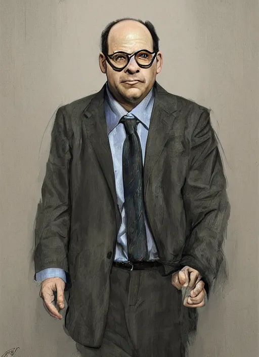 Image similar to digital _ painting _ of _ george costanza _ by _ filipe _ pagliuso _ and _ justin _ gerard _ symmetric _ fantasy _ highly _ detailed _ realistic _ intricate _ port