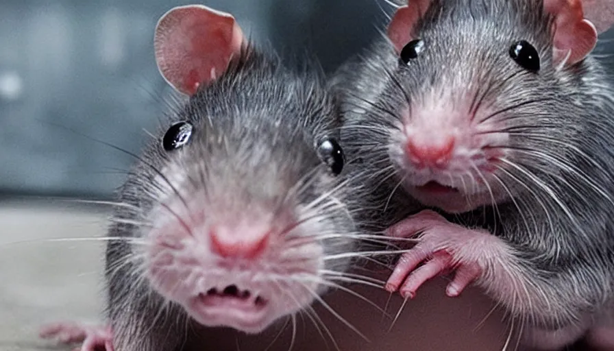 Prompt: big budget horror movie a genetically engineered rat