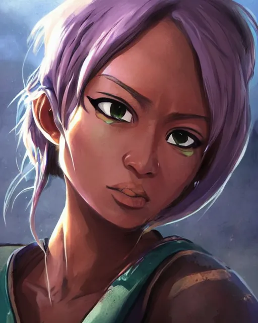 Prompt: a close up portrait of makima from chainsaw man, digital art by ross tran, highly detailed, trending on artstationhq