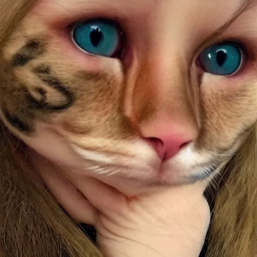 Image similar to face of a human Cat hybrid