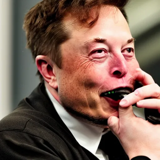 Prompt: elon musk with huge elephant tusks growing out of his mouth