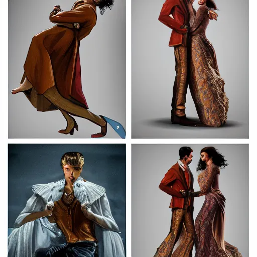 Image similar to man and woman in pose of couple vol 2 photo reference pack for artists, spirit hugs, gold trim, atmoshperic, elegant, sharp focus, huge lips, poses by satine zillah, environment by hw 6 5 2 3, art by ilya ozornin, artstation, intricate details, concept art