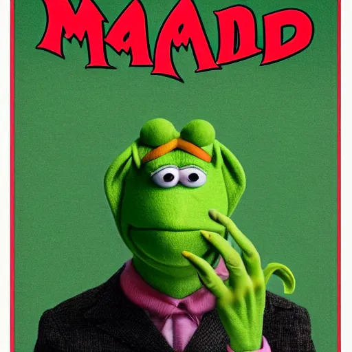 Image similar to mad magazine cover photo portrait caricature insane kermit