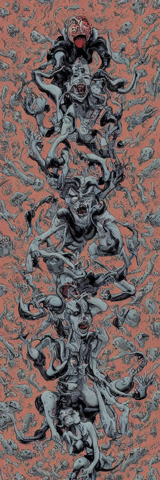 Image similar to woman screaming nightmare alien invasion attacking earth the end of the world, by james jean,